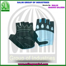 Leather Bicycles Gloves with Lycra Blue