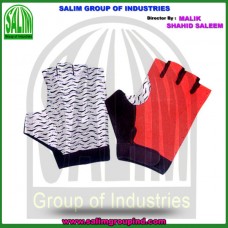 Leather Bicycles Gloves with Lycra Red