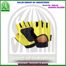 Leather Bicycles Gloves with Lycra Yellow